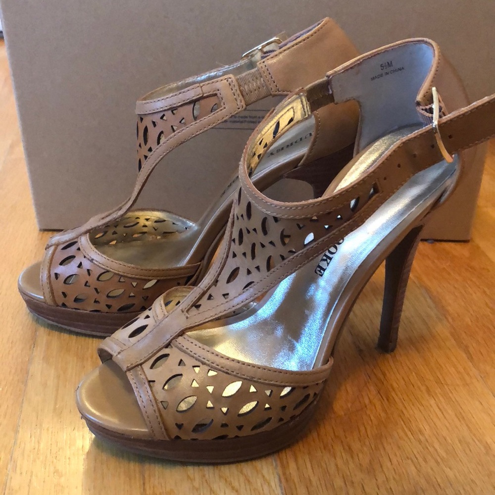 Audrey Brooke Cutout Heels | Camel Tan 4”